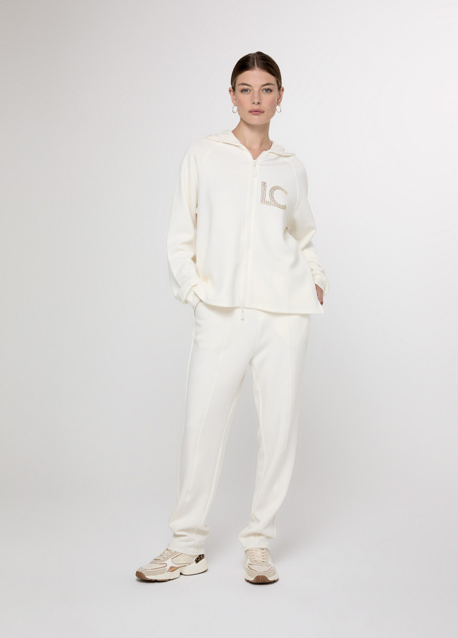 Sudadera abierta capucha detalle strass