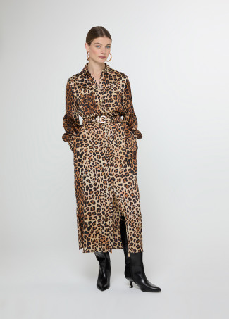 Vestido midi estampado animal