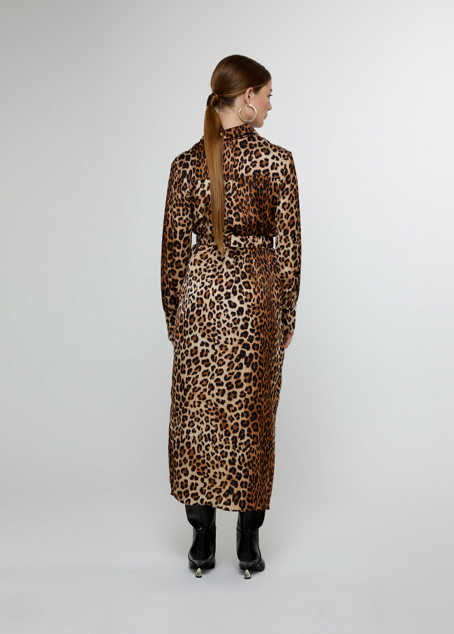 Vestido midi estampado animal