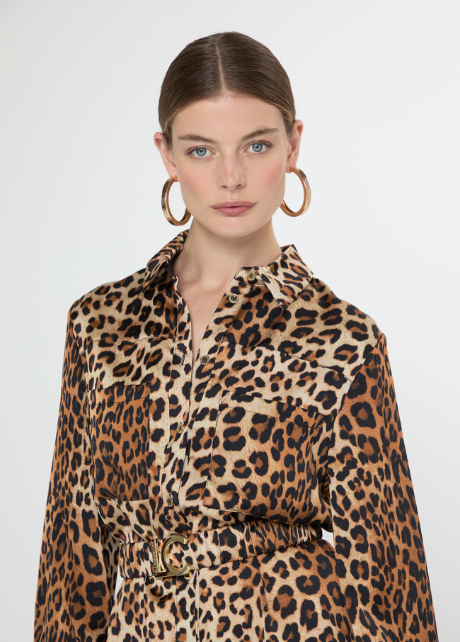 Vestido midi estampado animal