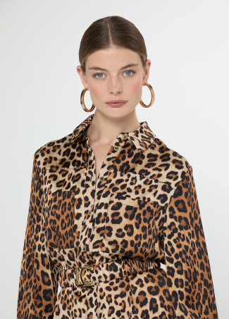 Vestido midi estampado animal