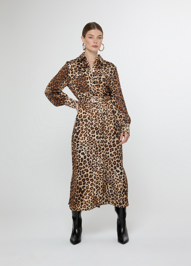 Vestido midi estampado animal