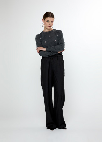 Straight fit trousers with an elasticated waistband and adjustable drawstring