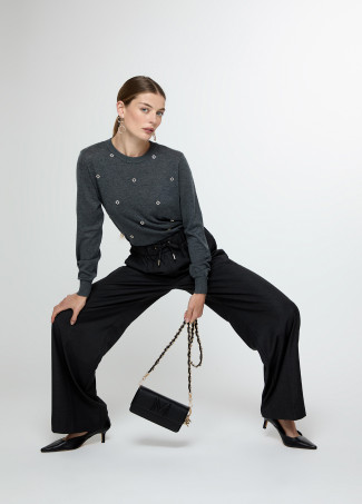 Straight fit trousers with an elasticated waistband and adjustable drawstring