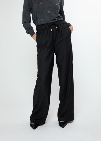 Pantalón recto con goma en la cintura y cordón ajustable