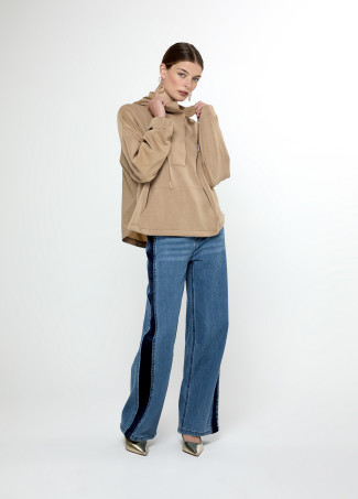 Pantalon en Jean avec Détails en Velours