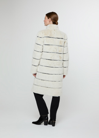 Faux leather coat with fur detail
