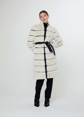 Manteau fourrure détail similicuir