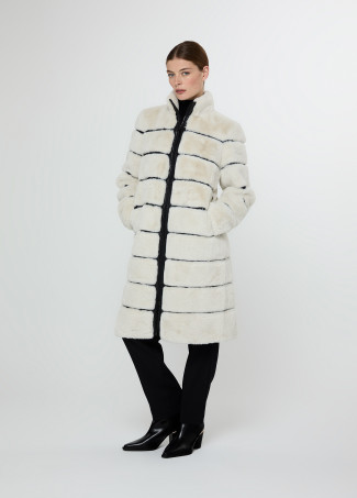 Faux leather coat with fur detail