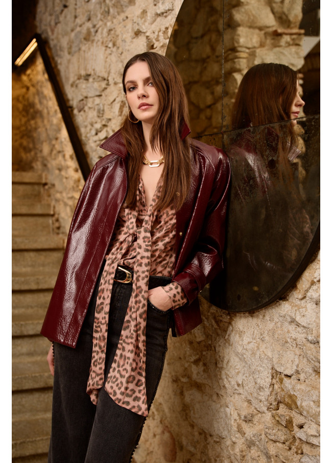 Animal print shirt with a tie