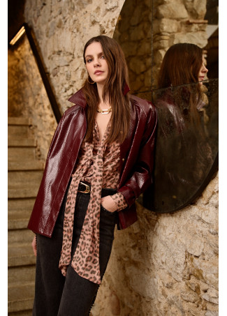 Camicia con fiocco animalier