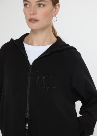Sudadera abierta capucha detalle strass