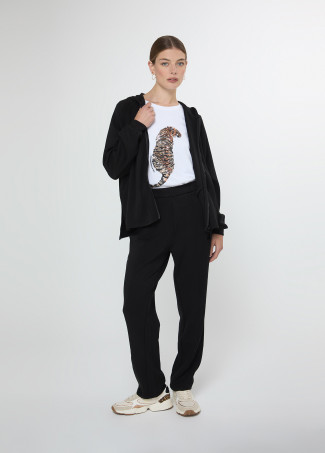 Sudadera abierta capucha detalle strass