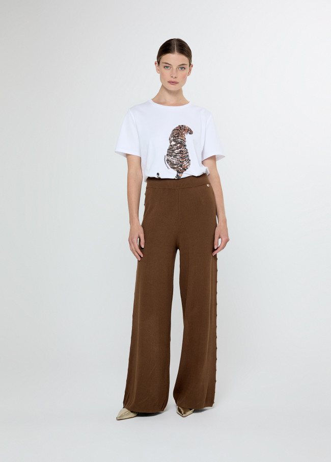 Straight Cut Pants with Side Studs