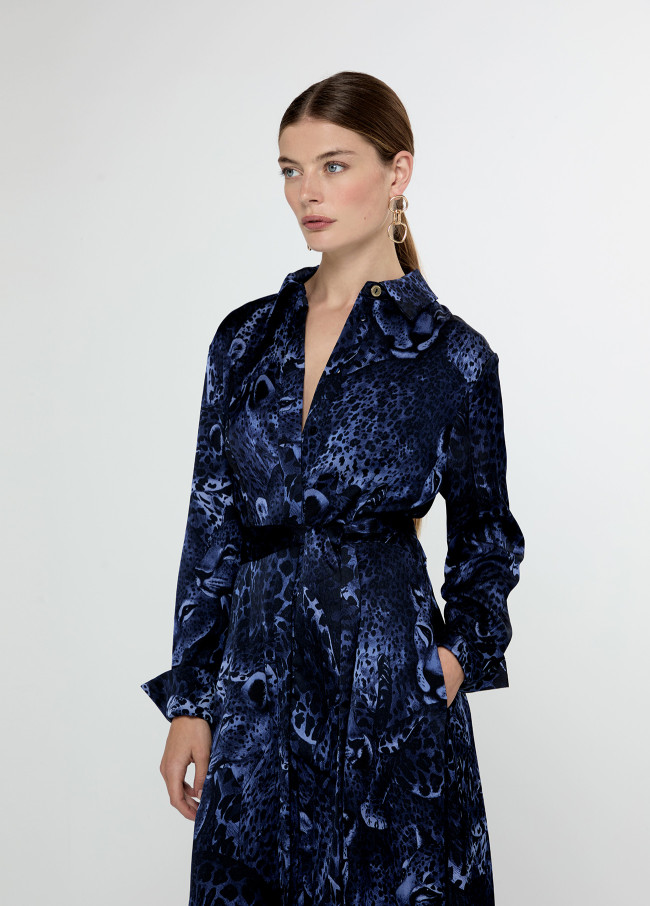 Vestido camisero estampado animal