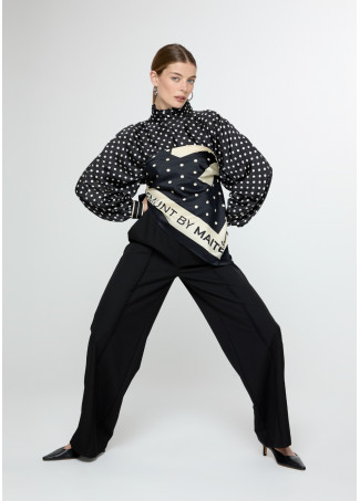 Polka dot print scarf with large M