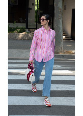 Camicia Oversize in Popeline a Righe