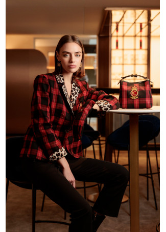 Blazer mit Tartan- und Animalprint