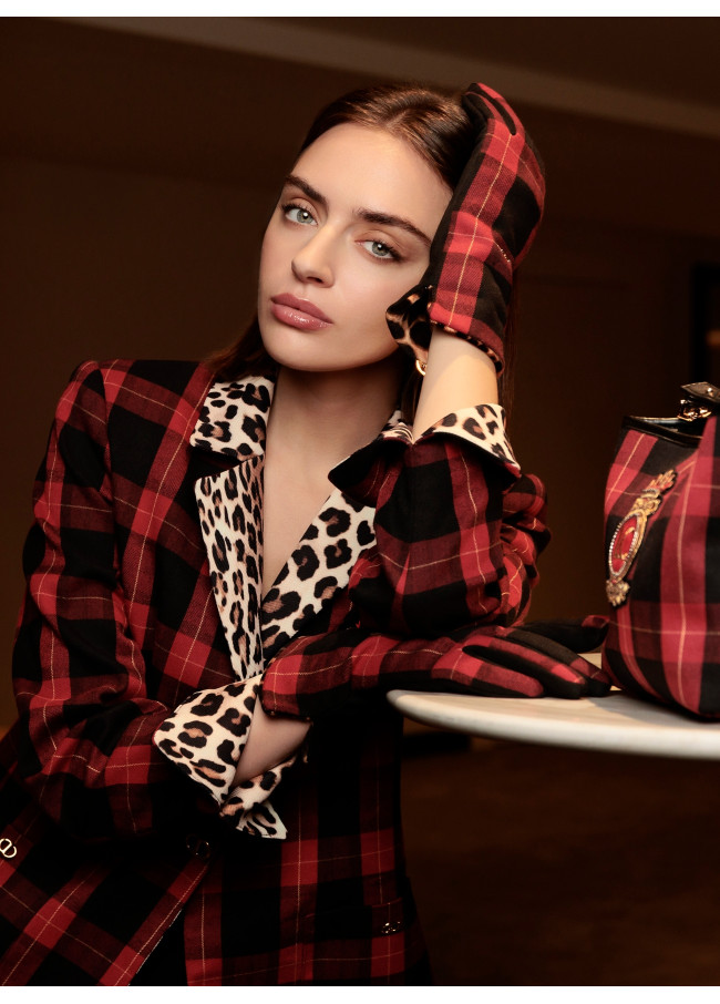 Blazer mit Tartan- und Animalprint