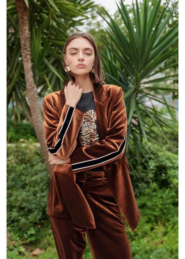 Veste en Velours avec Détail sur Manche
