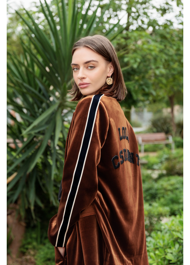 Velvet blazer with sleeve detail