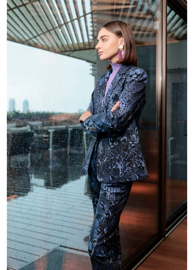 Animal print suit trousers