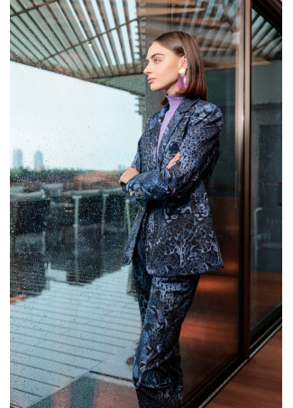 Animal print suit trousers