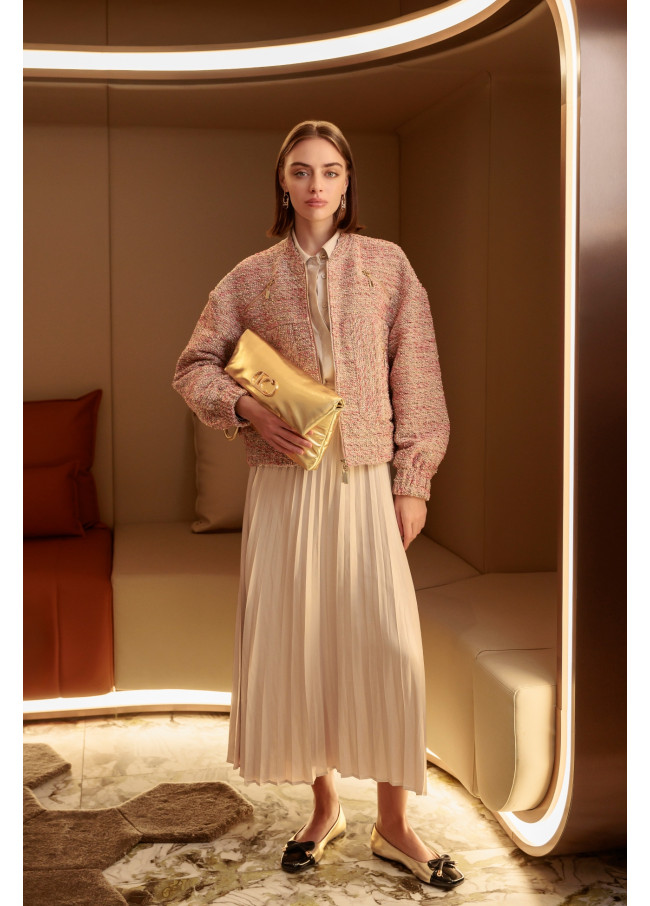 Bomber de Tweed com Bolsos com Zíper