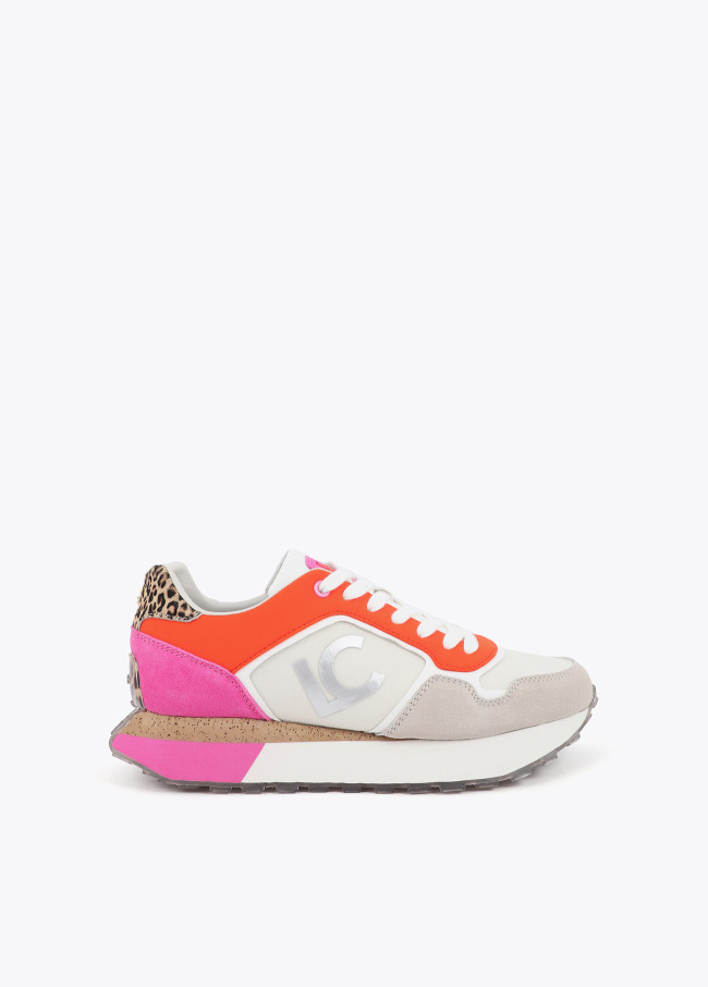 Sneakers Tricolori con Piattaforma in Tessuti...