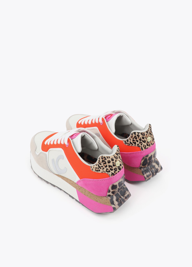 Sneakers Tricolori con Piattaforma in Tessuti...