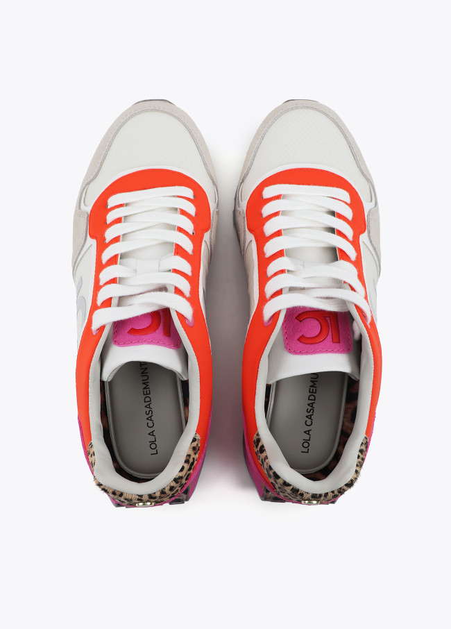 Sneakers Tricolori con Piattaforma in Tessuti...