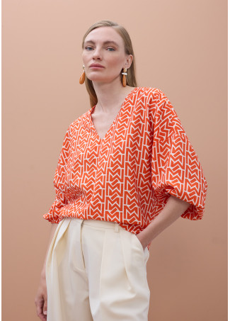 Blusa de Cetim Decote em V Logo M