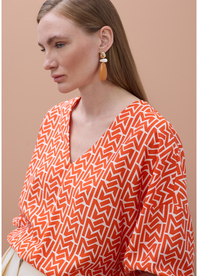 Blusa in Raso Scollo a V Logo M