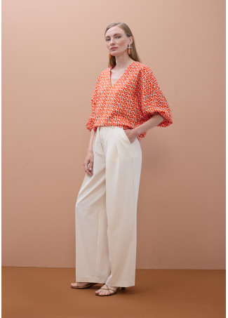 Blusa in Raso Scollo a V Logo M