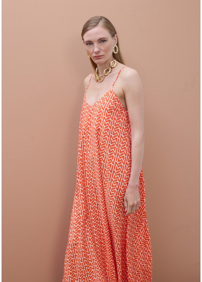 Strappy V-Neck Logo Dress