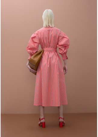 Gestreiftes Popelin-Hemdkleid mit Gürtel
