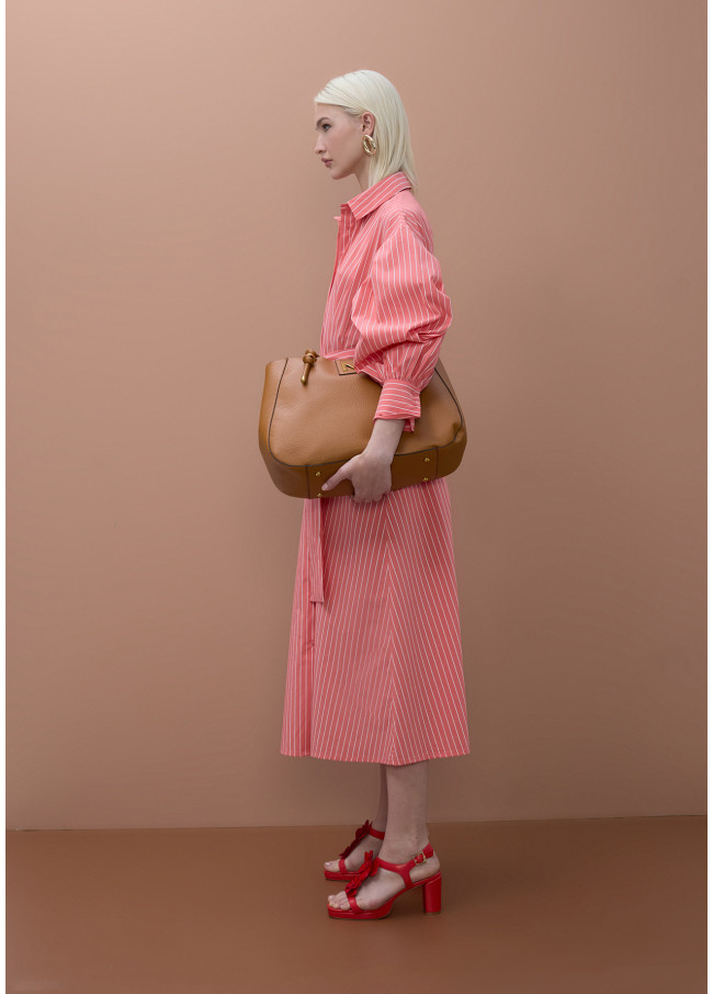 Gestreiftes Popelin-Hemdkleid mit Gürtel