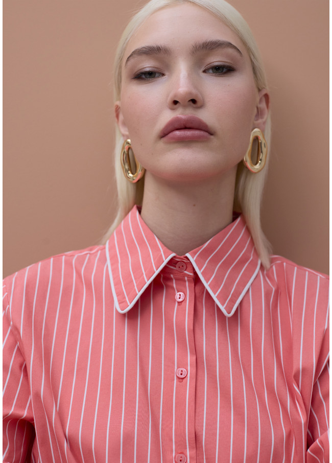 Chemise en Popeline à Rayures avec Détails...