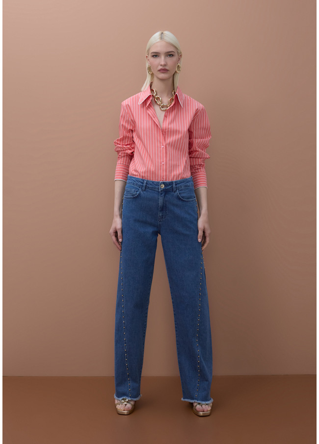 Chemise en Popeline à Rayures avec Détails...