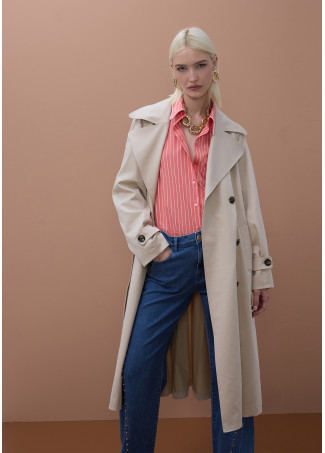 Poplin Stripe Shirt with Contrast Details