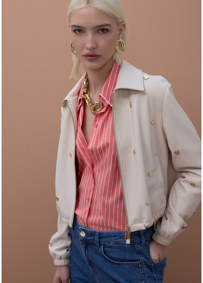 Camicia in Popeline a Righe con Dettagli a...