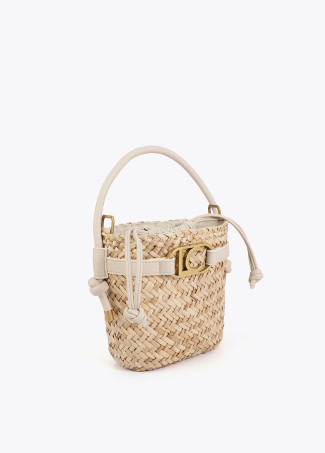 Bucket Bag with Faux Leather Details