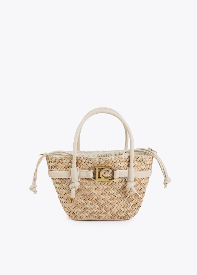 Mini basket bag with handles and leather-effect...