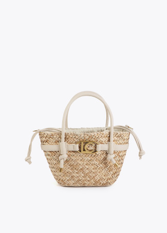 Mini panier avec poignées et détails effet cuir