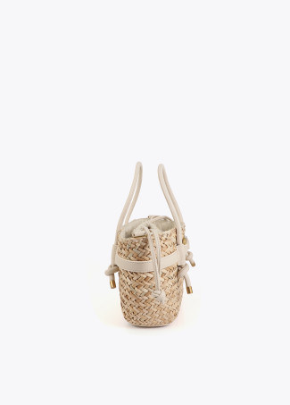 Mini panier avec poignées et détails effet cuir