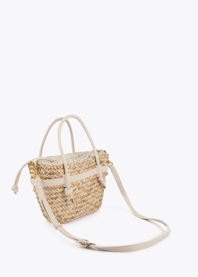 Mini basket bag with handles and leather-effect...