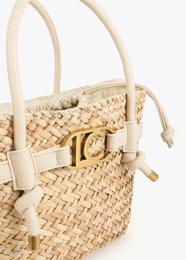 Mini panier avec poignées et détails effet cuir