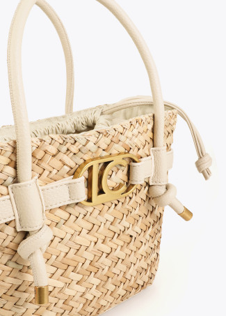 Mini borsa a cesta con manici e dettagli effetto pelle