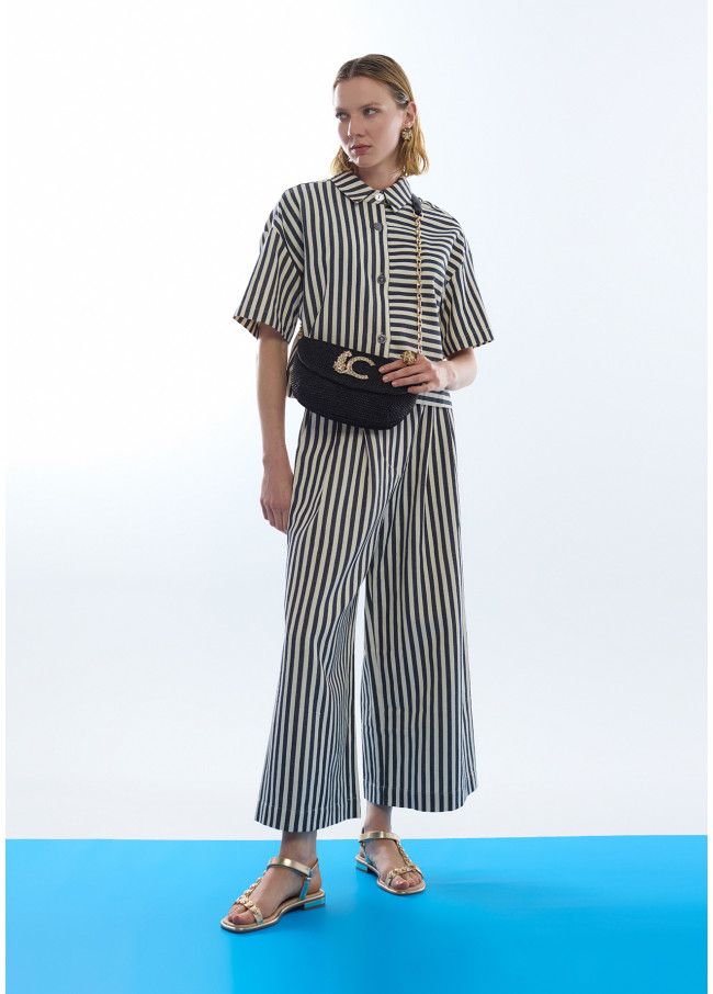 Culotte en sergé rustique à rayures