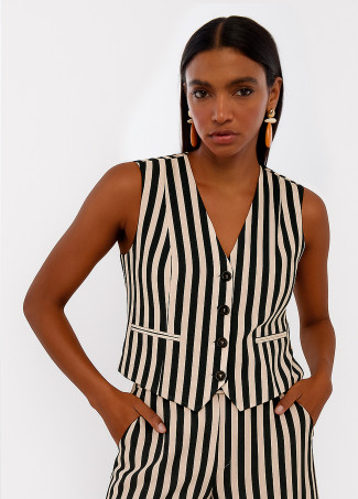 Gilet in Twill Rustico a Righe